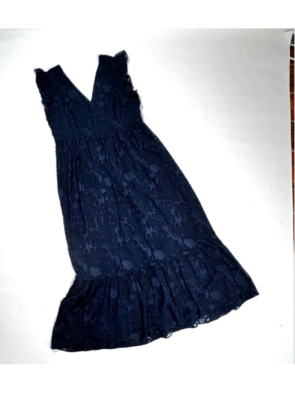 NWT Lilly Pulitzer Dress Navy Floral Maxi Dress Size 14 Autumn Midi ￼ - Picture 5 of 8